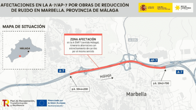El Gobierno de España impulsa obras contra el ruido en Marbella que afectarán al tráfico en la A-7 y la AP-7